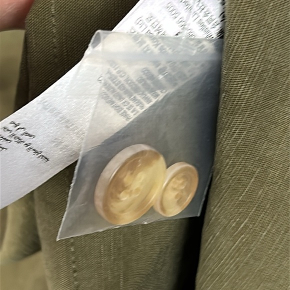 Whistles Utility Linen Blend Button Detail Pockets Shift Dress Size 12 Khaki - Picture 12 of 14